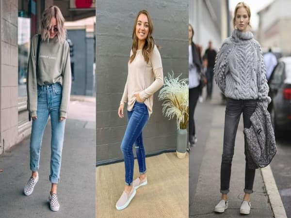 Áo thun + quần jeans + giày lười
